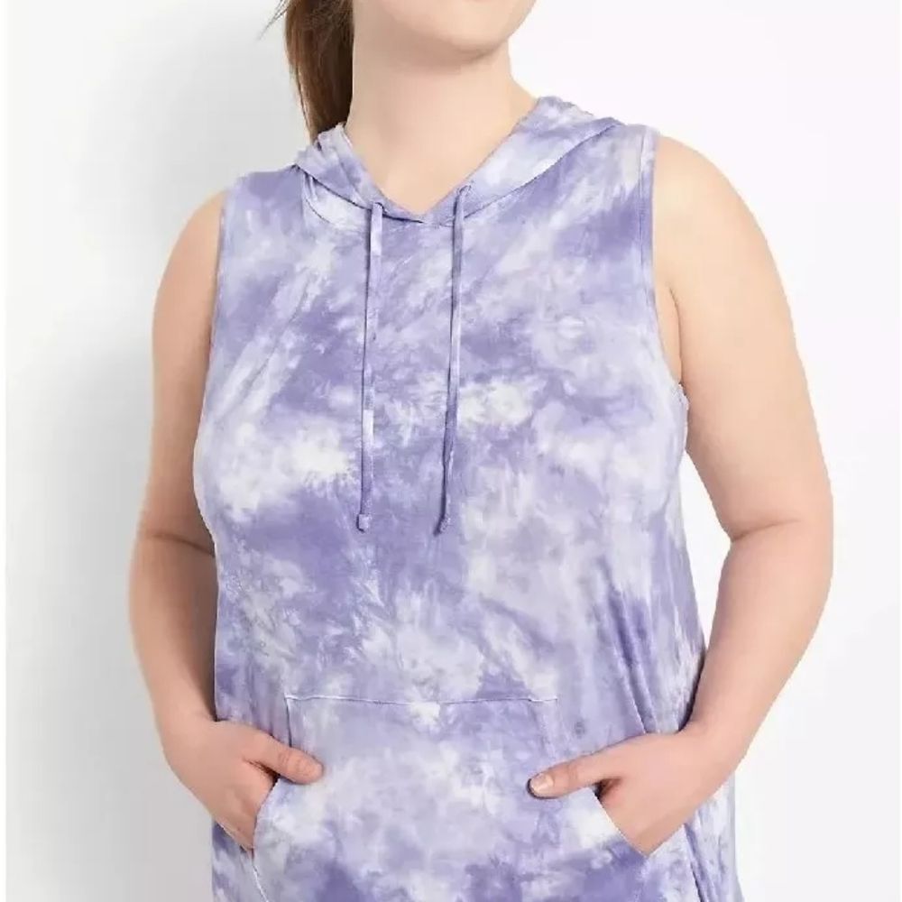 🐢 LIVI Lane Bryant Women's Tie-Dye Hooded Cover-up Dress size 18/20
